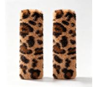 Copricintura di Sicurezza Auto in Peluche Leopardato, Set 2 Pezzi Caffè | Effetto Velluto Morbido Antipelucchi, Chiusura A Strappo Regolabile, Protezione Antisfregamento, Zaini, Borse, Valigie