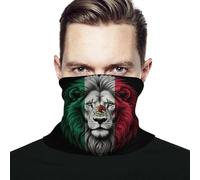 Copricollo Mexican Flag Lion Head Design Delicato sulla Pelle Bandana Quick-Drying Maschera per Festival Escursionismo Uso Quotidiano 2 Pezzi