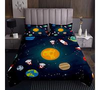 Copricopriletto trapuntato Galaxy per ragazze ragazzi bambini Universo Planet Print Set di copriletti decorativi a tema spazio esterno trapuntato copriletto cielo stellato spaziale razzo tr240x220cm
