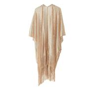 Copricostume da bagno a kimono lungo aperto sul davanti per le donne camicetta casual top bikini sarong scialle top copertura da spiaggia kimono cardigan, Oro, Etichettalia unica