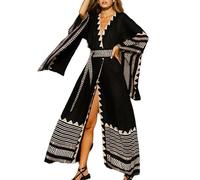 Copricostume da Bagno da Donna, Abito da Spiaggia Estivo con Scollo A V e Maniche Lunghe