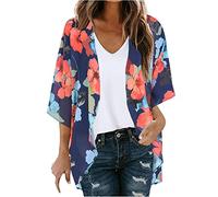 Copricostume da bagno da donna con stampa bohémien, in chiffon, kimono, cardigan, camicetta, casual, ampio, aperto sul davanti, tunica top per costumi da bagno, abbigliamento da spiaggia, camicie