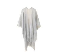 Copricostume da Bagno Donna Elegante Kimono Lungo Kaftan Tunica Top per Vacanza Cardigan Elegante Leggero Coprispalle Bolero Traspirante Shrug Argento