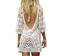 Copricostume da Bagno Donna in Maglia Uncinetto Estate Abito da Spiaggia Bikini Cover up Camicetta Maglia Tunica Kaftan Top