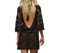 Copricostume da Bagno Donna in Maglia Uncinetto Estate Abito da Spiaggia Bikini Cover up Camicetta Maglia Tunica Kaftan Top