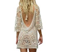 Copricostume da Bagno Donna in Maglia Uncinetto Estate Abito da Spiaggia Bikini Cover up Camicetta Maglia Tunica Kaftan Top