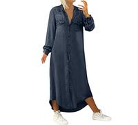 Copricostume da spiaggia per donne anziane blu maglione da donna nero a maniche lunghe abito da sposa ospite da donna taglia 22 abiti natalizi per abiti funebri neri, Blu scuro, L