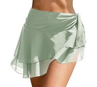 Copricostume Donna Mare Corto Sarong Mini Pareo da Spiaggia Donna Chiffon Bikini Gonna Copricostume Sexy Tinta Unita Gonna Copricostume Donna Mare Beachwear Donna per Vacanza Party Beachwear