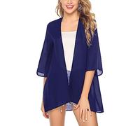 Copricostume Donna Mare Estivo Abito da Spiaggia Elegante Kimono Copricostume Cardigan Bikini Cover Up Sciolto Casual Vestiti Corti Beachwear (IT, Testo, Taglia unica, Regular, Regular, Blu L/XL)