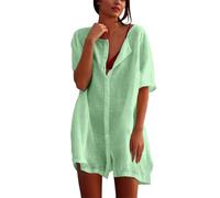 Copricostume Donna Mare Estivo Sexy Trasparente Lungo Corto in Pizzo Kimono Chiffon Boho Aperto Bikini Tunica da Spiaggia Caftano Pareo Leggero Elegante Taglie Forti (A01-Green, M)