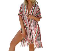 Copricostume Donna Mare Maglione con Protezione Solare E Frange da con Camicia Copricostume Donna Mare Gonna Copri Costume Abito Spiaggia Parei Pareo Nero Kaftano