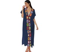 Copricostume Lungo Donna Mare Costume da Bagno Abito Spiaggia Caftano da Abiti Vestito Pareo Mare Boho Copri Costumi Copricostumi Lunghi Scollo a V Signora Cover Up Estate Abbigliamento Marina