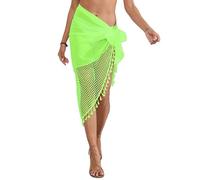 Copricostume Pareo Scialle Donna Mare Misto Rete Woman Sarong COV0249 (Verde Fluo, Donna Taglia Unica)
