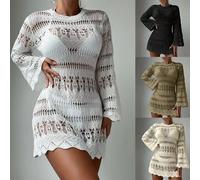 Copricostume Spiaggia In Maglia A Rete Manica Lunga Elegante Sexy CF2EF18