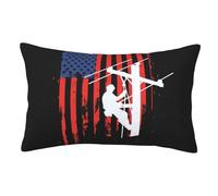 Copricuscini American Lineman Pride Flag Graphic Cable Gift Morbide Federe Resistenti Protezione del Cuscino per Soggiorno Camera Viaggio 16"X24"
