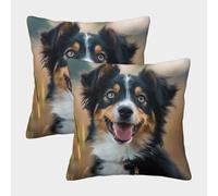 Copricuscini Australian Shepherd 2 confezioni, federa per cuscino da tiro per cani, stampata in 3D, decorativa, per esterni, per patio, divano, camera da letto, interno ed esterno, per feste, 50 x 5