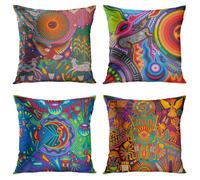 Copricuscini Britimes 18x18 pollici Set di 4 federe per cuscini decorativi per letto, divano, divano, cuscini per esterni (colorato messicano)