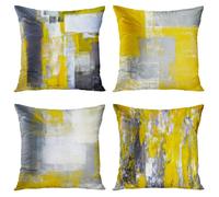 Copricuscini Britimes, set di 4 federe per cuscini decorativi per la casa, 18 x 18 pollici, per divano, cuscini da esterno, grigio e giallo.