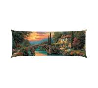 Copricuscini, Cuscino Corpo Extra Lungo 40x145cm, Cottage Ponte di pietra Cuscino per Dormire Laterale per Adulti, Supporto per Schiena e Gambe, Federa Velluto, Cuscini per il Corpo d-891