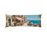 Copricuscini, Cuscino Corpo Extra Lungo 40x150cm, Costa del Mediterraneo Cuscino per Dormire Laterale per Adulti, Supporto per Schiena e Gambe, Federa Velluto, Cuscini per il Corpo d-150
