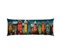 Copricuscini, Cuscino Corpo Extra Lungo 50x140cm, città natalizia Cuscino per Dormire Laterale per Adulti, Supporto per Schiena e Gambe, Federa Velluto, Cuscini per il Corpo, Decor della casa d-780