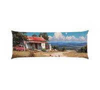 Copricuscini, Cuscino Corpo Extra Lungo 50x140cm, paesaggio rurale Cuscino per Dormire Laterale per Adulti, Supporto per Schiena e Gambe, Federa Velluto, Cuscini per il Corpo, Decor della casa d-874