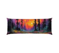 Copricuscini, Cuscino Corpo Extra Lungo 60x180cm, paesaggio tramonto foresta Cuscino per Dormire Laterale per Adulti, Supporto per Schiena e Gambe, Federa Velluto, Cuscini per il Corpo d-864