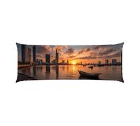 Copricuscini, Cuscino Corpo Extra Lungo 60x180cm, tramonto città Cuscino per Dormire Laterale per Adulti, Supporto per Schiena e Gambe, Federa Velluto, Cuscini per il Corpo, Decor della casa d-120