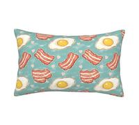 Copricuscini Cute Fried Egg Bacon Morbide Federe Confortevoli Federa da Cuscino per Cucina Divano Adulti 16"X24"