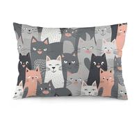 Copricuscini Cute Funny Grey Cats Pattern Lavabili Federe Morbide Protezione del Cuscino per Giardino Divano Letto 16"X24"
