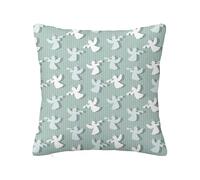 Copricuscini decorativi Angel Decor, angeli di Natale a righe, morbidi copricuscini per divano a doppia faccia, per cuscini, divano, soggiorno, arredamento per la casa, verde bianco, 16 x 16 pollici