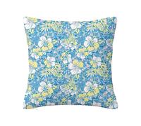 Copricuscini decorativi multicolori, fiori esotici astratti, morbidi copricuscini per divano a doppia faccia per cuscini divano soggiorno arredamento per la casa, blu giallo rosa 16 x 16 pollici