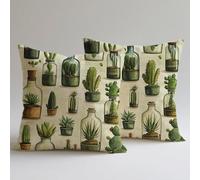 Copricuscini Divano 45×45 cm, Federe Lino Cuscini per Divano Soggiorno, set 4 Cuscini da Esterno per Decorazioni Casa Cerniera Nascosta Stampa Doppia Faccia, Bottiglia Di Vetro Più Carne C0F-905