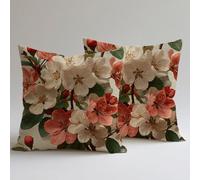 Copricuscini Divano 45×45 cm, Federe Lino Cuscini per Divano Soggiorno, set 4 Cuscini da Esterno per Decorazioni Casa Cerniera Nascosta Stampa Doppia Faccia, Sedia Cucina, Fiori Rosa 1 C0F-1305