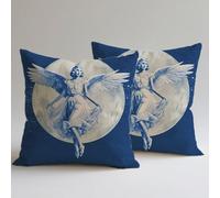 Copricuscini Divano 50×50 cm, Federe Lino Cuscini per Divano Soggiorno, set 4 Cuscini da Esterno per Decorazioni Casa Cerniera Nascosta Stampa Doppia Faccia, Giardino, Sedia Cucina, Angelo Donna. C0F1