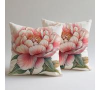 Copricuscini Divano 50×50 cm, Federe Lino Cuscini per Divano Soggiorno, set 4 Cuscini da Esterno per Decorazioni Casa Cerniera Nascosta Stampa Doppia Faccia, Sedia Cucina, Fiori Rosa 9 C0F-1020