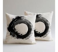 Copricuscini Divano 50×50 cm, Federe Velluto Cuscini per Divano Soggiorno, set 4 Cuscini da Esterno per Decorazioni Casa Cerniera Nascosta Stampa Doppia Faccia, Bianco E Nero Pittura C0F-1166