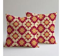 Copricuscini Divano 50×50 cm, Federe Velluto Cuscini per Divano Soggiorno, set 4 Cuscini da Esterno per Decorazioni Casa Cerniera Nascosta Stampa Doppia Faccia, Sedia Cucina, Rosso Fiori 8 C0F-1188