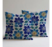 Copricuscini Divano 60×60 cm, Federe Lino Cuscini per Divano Soggiorno, set 4 Cuscini da Esterno per Decorazioni Casa Cerniera Nascosta Stampa Doppia Faccia, Sedia Cucina, Fiori Verde C0F-1053