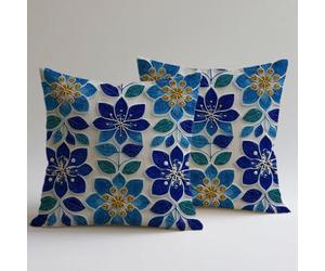 Copricuscini Divano 60×60 cm, Federe Velluto Cuscini per Divano Soggiorno, set 4 Cuscini da Esterno per Decorazioni Casa Cerniera Nascosta Stampa Doppia Faccia, Sedia Cucina, Fiori Verde C0F-1053