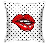 Copricuscini Dolce Pop Art Coppia di Labbra Vettoriali Lucide Federa Quadrate Cuscino Copricuscini Astratta Caso Federa per Camera, Ufficio, Regalo, 45X45Cm