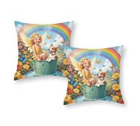 Copricuscini Fairy Tale Garden Adventure, protezioni antiacaro, federe per cuscini per bambini, per divano, camera da letto, 18"x18"