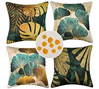 Copricuscini Impermeabili 4 Pcs 50x50cm Federe Divano All'aperto Giardino Cuscini Quadrate per Divano Sedia Cuscini per Camera da Letto Soggirno Balcone Fodera per Cuscino Decorativa in Lino Verde