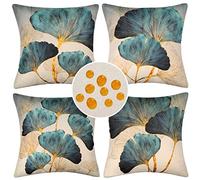 Copricuscini Impermeabili 4 Pcs 50x50cm Federe Divano All'aperto Giardino Cuscini Quadrate per Divano Sedia Cuscini per Camera da Letto Soggirno Balcone Fodera per Cuscino Decorativa in Lino Verde