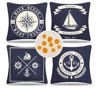 Copricuscini Impermeabili 50 x 50 cm Esterno Federe Cuscini Divano Primavera Estate Decorativi Moderni per Fodere Cuscini Divano Giardino Blu Navy per Letto Auto Soggiorno Camera Casa Interno 4 Pezzi