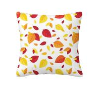 Copricuscini in velluto di poliestere per San Valentino con foglie, anti-scolorimento, design moderno con foglie autunnali, decorazioni per la casa, anniversario di matrimonio, decorazioni per le vaca