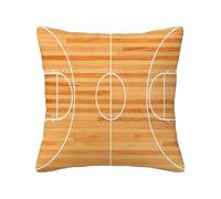 Copricuscini morbidi sportivi, copricuscini moderni per divano, parquet con planimetria, basket, federa decorativa per cuscino da esterno per divano, letto, auto, casa, marrone bianco, 16 x 16 pollici