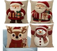 Copricuscini Natalizi | Decorazioni Per La Casa Con Babbo Natale Pupazzi Di Neve E Alci - Copricuscini 45x45 Cm Decorazioni Natalizie,Per Divano Sedia Camera Da Letto Soggiorno Fattoria Ufficio Dormit