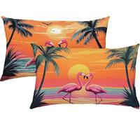 Copricuscino 20x30 Spiaggia Set di 2, Fenicottero Federe Cuscini Divano Lino, Copricuscini Impermeabili per Esterni, Federe Cuscino Traspiranti per Soggiorno e Letto, Durevole Home Decor K3-464