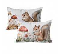 Copricuscino 40x60 Primavera Set di 2, Scoiattolo Federe Cuscini Divano Lino, Copricuscino Impermeabile Federe Cuscino Letto, Morbido Traspiranti Copricuscini per Soggiorno, Home Decoration K2-346